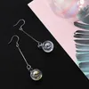 925 Sterling Silver Long Tassel Unik Crystal Ball Dangle Örhängen för Kvinnor Mode Blossom Smycken 210707