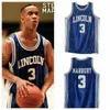 Custom Stephon Marbury 3 # Jersey de basket-ball du lycée Lincoln cousé bleu tout numéro de nom S-4xl