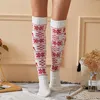 Xmas Socks Women Christmas Knitted Thigh High Stockings Soft Cozy Elk Snowflake Over Knee Boot Hosiery