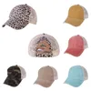 نساء ذيل حصان قبعة البيسبول Crisscross Leopard التمويه مغسول القطن القبعات الشاحنة Caps Summer Snapback Sport Visor Sunhat H2301870108