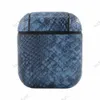 Dla Airpods 1 2 Słuchawki Case PC PU Skóra Snakeskin Wzór Pods Powietrzu Słuchawki Shell Pokrywa ochronna Anti-Drop z Anti-Lost Metal H