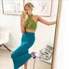 Foridol Knitted Lace Up Tank Camis Sexy Backless Strappy Green Crop Top sin mangas Summer Streetwear Halter Tops 210415
