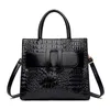 Fashion Ladies Bag Crocodile Pattern Trend Handbag Vintage Belt Buckle Design Womens Shoulder Bag HBP