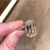 Luxo 100% 925 prata esterlina esmeralda corte 5ct simulado diamante casamento noivado cocktail feminino moissanite anéis finos jóias267q