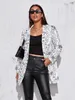 만화 뷰티 페이스 프린트 화이트 블레이저 여성 자켓 하이 스트리트 패션 2021Spring 플러스 사이즈 우아한 레이디 코트 American Stylish X0721