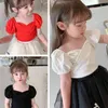 Gooporson Yaz Çocuk Giysileri Moda Kore Kısa Kollu Gömlek Sevimli Prenses Tops Küçük Kızlar Kostüm Çocuklar 210508