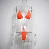 Newasia Turuncu Mayo Kadınlar Temizle Kayış Bikinis Mujer Push Up Mikro Üçgen Bikini Tanga Mayo Seksi Mini Mayo Y0820