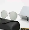 2021 Klassieke Ontwerp Merk Ronde Zonnebril UV400 Eyewear Metal Gold Frame Bril Mannen Dames Mirror Glass Lens Sunglass met Box TXJXT