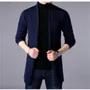 Pull manteaux hommes mode automne hommes Slim longue couleur unie tricoté veste mode hommes pull décontracté Cardigan manteaux 211006