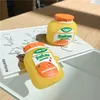 Bebida de garrafa de suco de laranja 3D fofo para airpods 1 2 pro tampa de proteção para fones de ouvido Bluetooth Capas de silicone