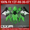 Kit de corpo de OEM para Yamaha YZF R 6 600 cc YZF600 YZF-R6 2006 2007 Moto Bodywork 98NO.98 YZF R6 YZF-600 2006-2007 600cc Verde Preto YZFR6 06 07 MODELO DE INVEIÇÃO FAÇAMENTE 100% FIT