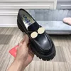 Free porte postal de alta qualidade vestido sapatos genuíno couro impresso dentro de fundo grosso casual muffin womens rodada dedos clássicos fivela carreira