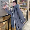 Mulheres Winter Long Parkas Grande Collar de Pele Espessura Quente Overcoat Algodão Acolchoado Casual Capuz Outwear 210430