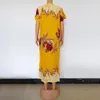 民族の服の夏のドレス女性2021スカーフのカラフルな花柄プリントアップリケエレガントな餌の女性ナイジェリアロングローブカジュアル毎日のBa