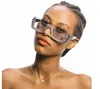 Lunettes de soleil carrées de luxe en gros femmes marque designer dames lunettes de soleil strass surdimensionnées hommes demi-monture lunettes pour femme UV400