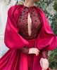 Party Dresses Red Evening With Detachable Skirt Long Sleeve Mermaid Prom Dress Sweep Train Custom Made Special Robes De Soirée