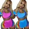 Nieuwe zomer dames joggingpakken outfits plus size trainingspakken mouwloze tanktop crop tops + bikershorts tweedelige set casual blauwe sportkleding hardlooppak 4806