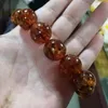 Echte Bloem Amber Armband Mannen Vrouwen Natuurlijke Baltische Bloemen Amber-Bead Elastische Beaded Bangle Honey Wax Succinum Armbanden Gift