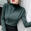 Wwenn Turtleneck футболка женская корейский белый футболка женская одежда толщиной теплый с длинным рукавом осень зима топы футболки FEMME 210507