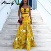 Fashion Plus Size Sets Crop Tops&long Skirt Flower Print Sexy Bohemian Set Woman 2 Pieces Summer Beach Holiday Dress 210515