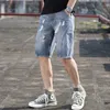 Sommer Denim Shorts Hohe Qualität Lose Gerade Trendy Mode Marke Kleidung Männer Kurze Homme Loch Jeans männer