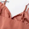 Jamerry Sexy Wrap Satin Cami Crop Women Adjustable Strap Summer Top Elegant Sash Peplum Sleeveless Shirt Ladies Tops Q190508