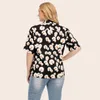 Plus Größe Vintage Stil Casual Print Bluse Lager Kurzarm Lose Shirt Frauen Sommer Tragen frauen Blusen Shirts