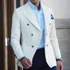 Двухбордовые белые мужские костюмы с черными брюками 2 шт. Slim Fit Wedding Tuxedo для Groomsmen Деловой человек Модный пиджак 2020 x0909