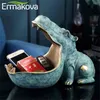 Ermakova Resin Hippo Standbeeld Nijlpaard Sculpture Beeldje Key Candy Container woningdecoratie tafeldecoratie Accessoires 210.811