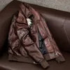 2021 Chestnut Indian Bomber Fighter Echt lederen jas 100% echte koeienhuid motorfiets-jas Pilot kleding