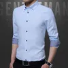 Koszulki męskie małże koszule swobodne koszule długie rękaw Slim Men Dress Shirt 2021 marka projektant mody Wysokiej jakości solidne ubrania męskie Fit Business M-5xl