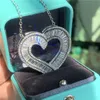 Big Heart 100% 925 Sterling Silver Diamond Pendant CZ Engagement Wedding Pendants Halsband för kvinnors jubileumsfest smycken2683