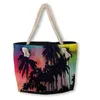 Bolso de compras con estampado de palmeras, bolso de lona, bolsos de verano de playa a mano de ladi personalizados