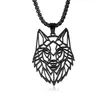 Hollow Wolf Head Pendant Necklace for Men personality Punk Style Stainless Steel Jewelry