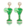 Boemia verde perline orecchini perlato orecchini femminili orecchini di cristallo drop dangle per le donne moda regalo di gioielli di Natale
