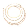 Ankiety 4PC/zestaw łańcucha węża Bransoletka kostki dla kobiet Boho Beach Cuban Link Akcesoria Gold Kolor Jewelry Marc22