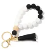 Bracelet Porte-clés PU Cuir Gland Porte-clés De Qualité Alimentaire Silicone Perle Bracelets Porte-clés Bijoux De Mode Fête Faveur 9 Modèles En Gros BT6602