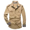 Shirts Men Cotton Casual Slim Fit Fashion Long Sleeve Military Safari Style Cargo Work Man Clothing Plus Size 5XL Men's