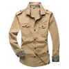 Chemises Hommes Coton Casual Slim Fit Mode Manches Longues Militaire Safari Style Cargo Travail Homme Vêtements Plus Taille 5XL Hommes