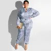 Serpentine Print Plus Size Long Jumpsuits Sashes Holiday beachwear Women Autumn Snake Skin 5Xl Big Jumpsuit streetwear 210520