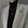 Stacked Necklace Hip Hop Cold Wind Clavicle Chain Geometry Long Square Multilayer Chain Pendant Necklace