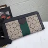 Женщины Long Standard Vintage Wallet Двухцветная полоса волокна двойная буква G Zipper Classic Ladies Coin Swork Larde Multi-Card Slot 2117