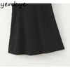 Moda mulheres vintage vestido preto feminino sexy v pescoço manga curta a linha mini elegante senhora vestidos verão robe 210430