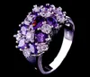 Fedi nuziali Luxury Female Pink Purple Blue Flower Ring Fashion Silver Color Engagement Promise For Women Edwi22