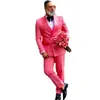 Wysokiej jakości męskie Tuxedos Różowe podwójne piersi garnitury biznesowe Groom Wedding Prom Party Party Strój kurtki 283Q