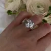 Hjärtform Kvinnlig Promise Ring 925 Sterling Silver 12mm Diamond CZ Engagement Bröllop Band Ringar för Kvinnor Bridal Fine Smycken