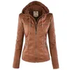 Mode Winter Faux Leder Jacke frauen Grundlegende s Mit Kapuze Schwarz Schlank Motorrad Frauen Mäntel Weibliche XS-7XL 50 211014