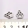 500Pcs Alloy Hollow Dog Paw Charm Pendant For Jewelry Making Bracelet Necklace DIY Accessories 11x13mm Antique Silver