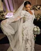 Vintage Plus Size Mermaid Wedding Dress Illusion Lace V Neck Long Sleeve Bridal Gowns robes de mariée Bohemian Backless Bride Dresses