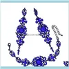 Conjuntos de collar Diseñadores de joyas Boda Cristal Nupcial Pendientes de tres piezas Conjunto de joyas Entrega de gotas 2021 DZB